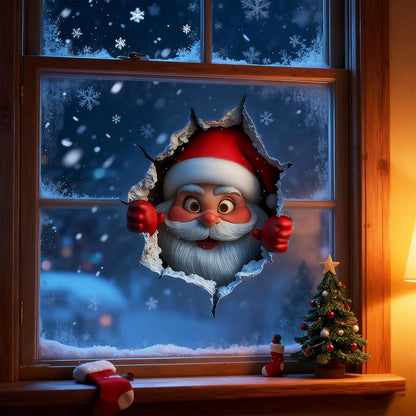 🎅 Santa Claus 3D Wall Sticker | Peel & Stick Christmas Decor 🎄✨