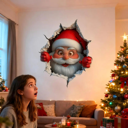 🎅 Santa Claus 3D Wall Sticker | Peel & Stick Christmas Decor 🎄✨