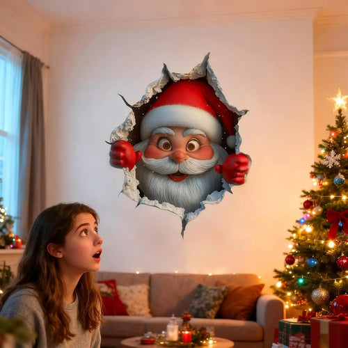 🎅 Santa Claus 3D Wall Sticker | Peel & Stick Christmas Decor 🎄✨
