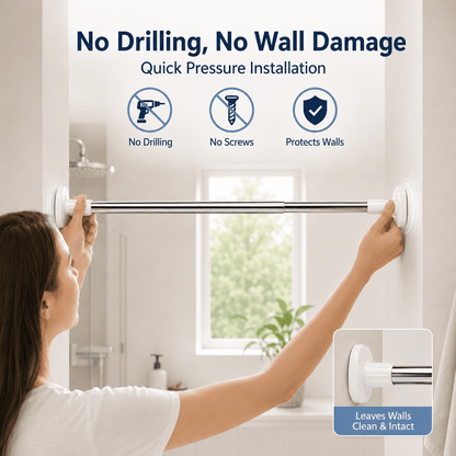 🏠 Drill-Free Adjustable Tension Rod – Instant Storage, Zero Wall Damage