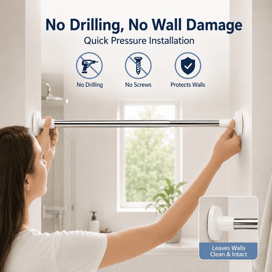 🏠 Drill-Free Adjustable Tension Rod – Instant Storage, Zero Wall Damage