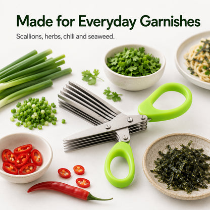 🌿 Kitchen Time-Saver: 5-Blade Stainless Steel Herb & Scallion Scissors with Cleaning Comb