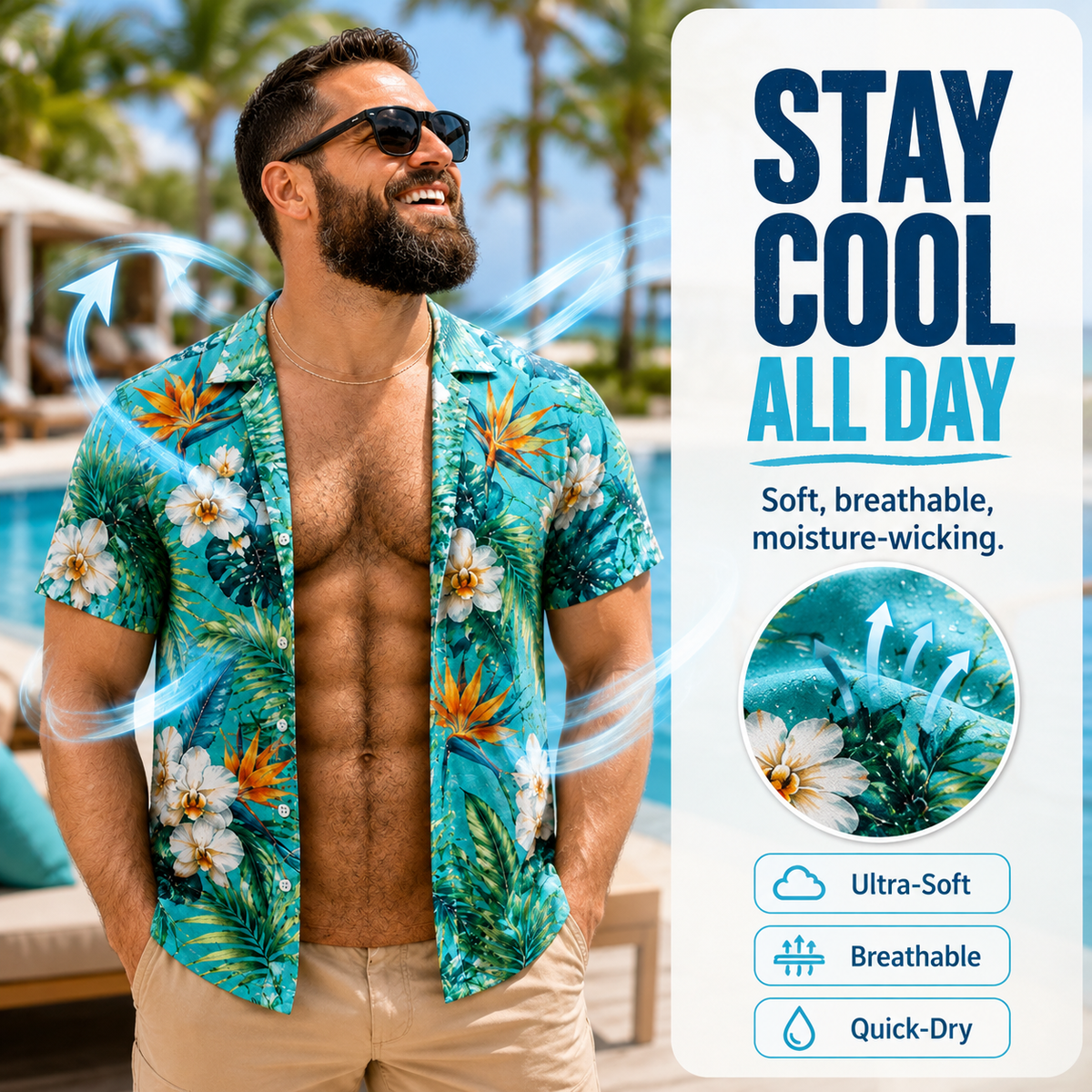 3D Hairy Chest Hawaiian Novelty Tee 🌴😂