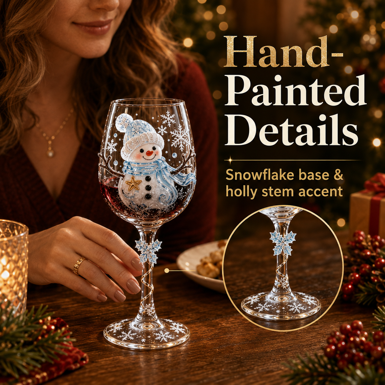 🎨 Deluxe 3D Sculpted Christmas Wine Glass — Luxury Gift Box