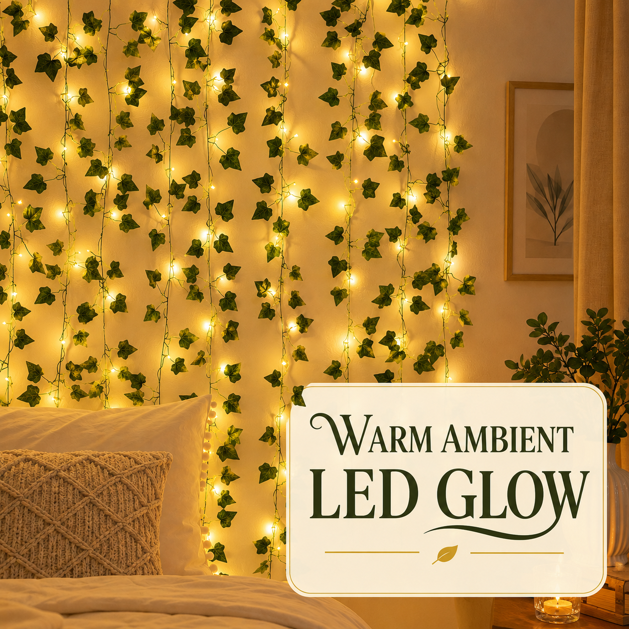 🌿 Aesthetic LED Ivy Garland Lights – Warm Ambient Room Decor ✨