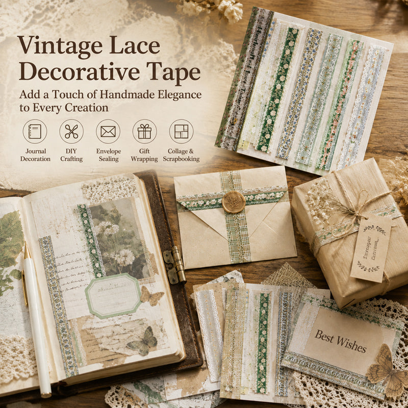 ✂️ Vintage Long-Strip Sticker Pack-Add a soft, timeless touch to your journals & gifts! 📓