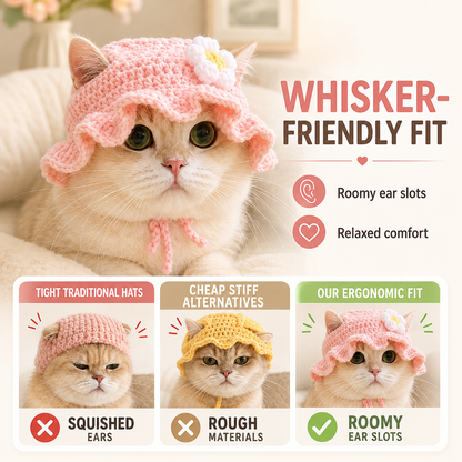🐸 Cute Crochet Frog & Cat Bucket Hat