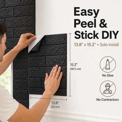 [20 Pack] 3D Faux Brick Wall Panels