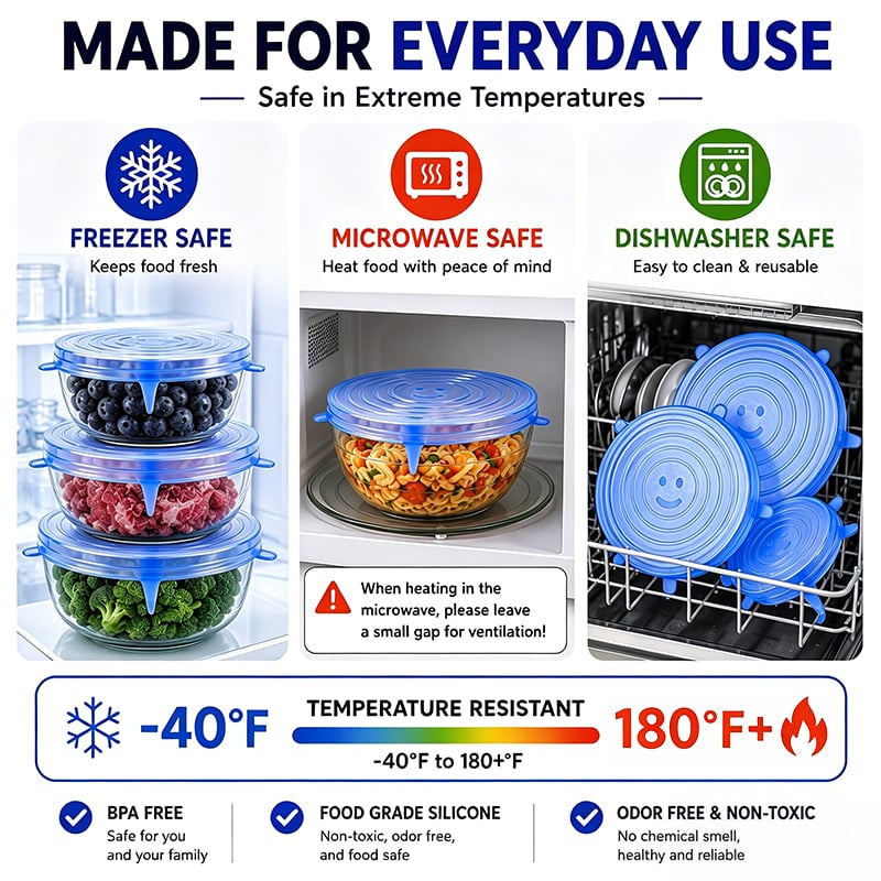 🥗6 Pack Silicone Stretch Lids