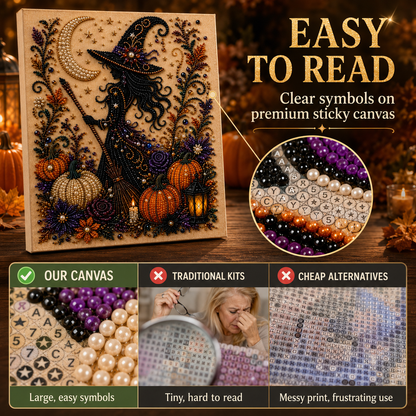 🎃 Mystical Witch & Pumpkin 5D Diamond Painting Kit
