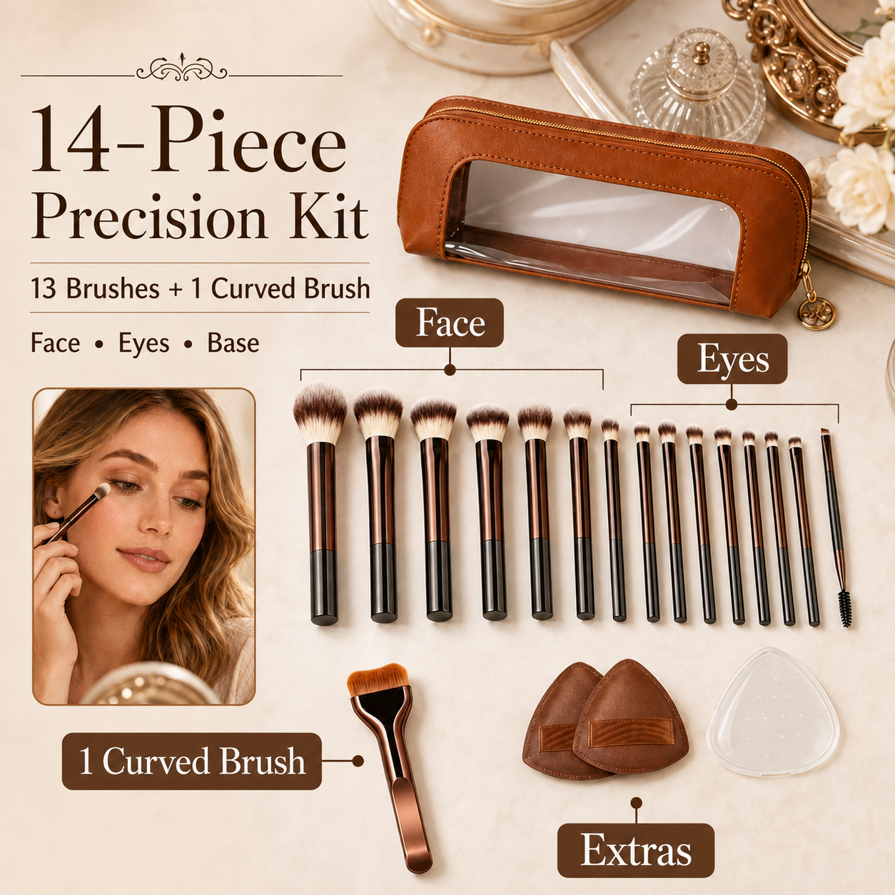 💄 14-Pcs Professional Makeup Brush Set with Pouch👑