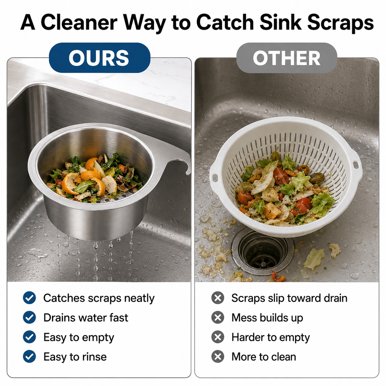 Hanging Sink Drain Basket – Catch Scraps & Help Reduce Clogs