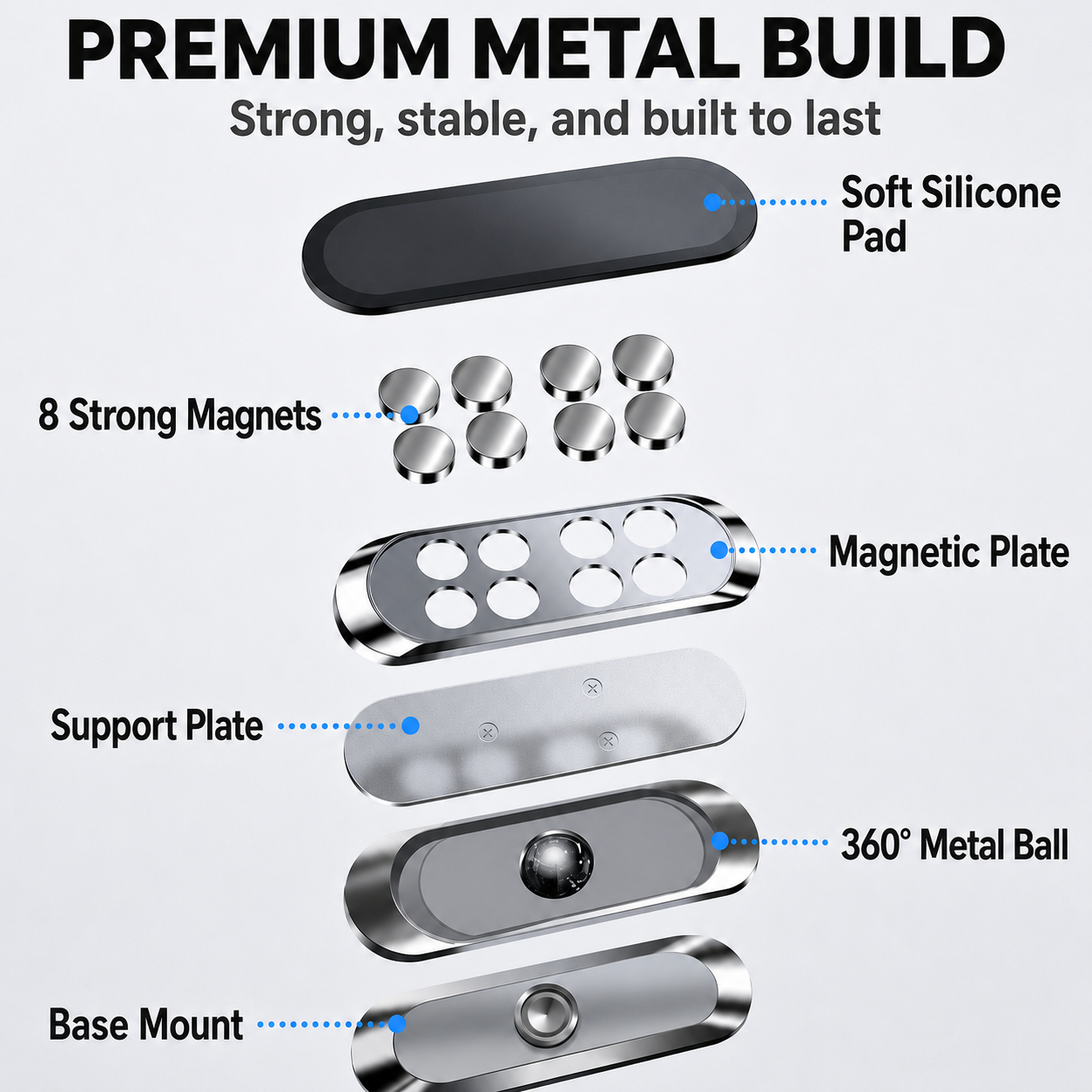 🧲 Metal Magnetic Car Phone Mount
