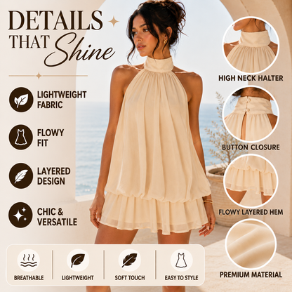 💃 Vacation Halter Backless Maxi Dress