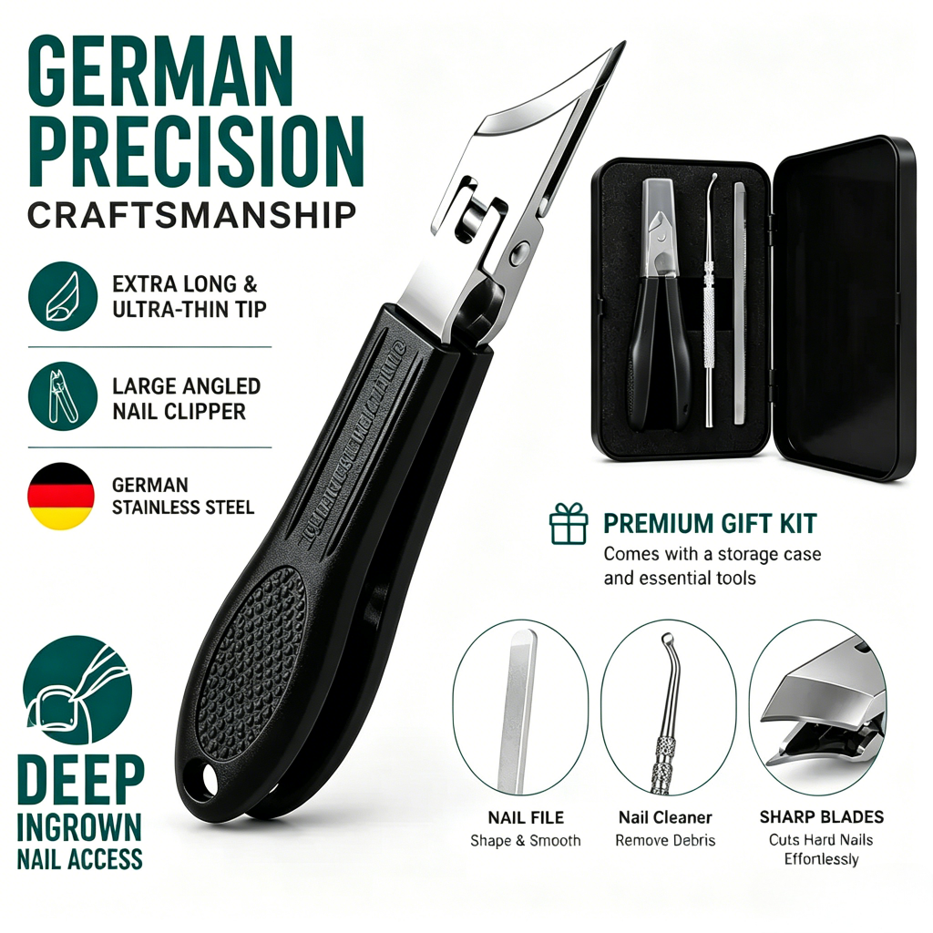 🔥Hot Sale 49% off💅💨Wide Jaw Opening Anti-Splash Slanted Eagle Beak Beveled Nail Clipper Set