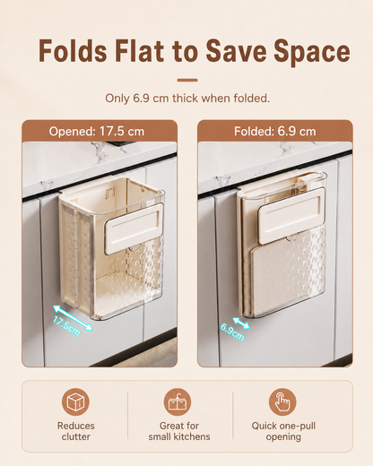 Foldable Wall-Mounted Trash Can for Kitchen Cabinet | Space-Saving Hanging Trash Bin