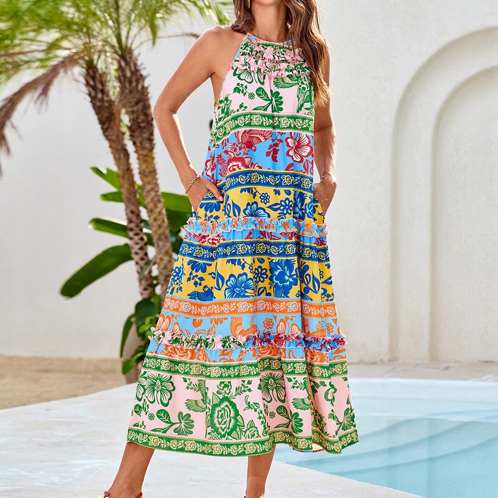 🌸 Women’s Boho Floral Maxi Dress – Flowy Summer Style