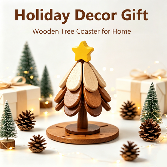 🎄 2-in-1 Wooden Christmas Tree Trivet & Decorative Coaster Set 🍂