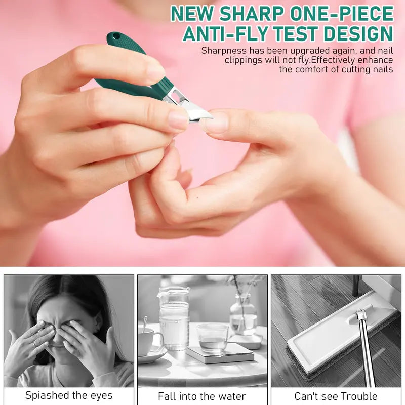 🔥Hot Sale 49% off💅💨Wide Jaw Opening Anti-Splash Slanted Eagle Beak Beveled Nail Clipper Set