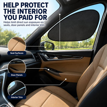 2/4-Pack Car Window Sun Shades - Static Cling UV Blocker & Glare Protector, Foldable Auto Accessories for Sedans & SUVs