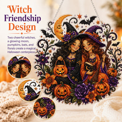 🧙‍♀️🎃DIY Halloween Witch Friendship Diamond Art Window Suncatcher