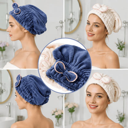 Large Microfiber Hair Towel Caps,Extreme Soft & Ultra Absorbent