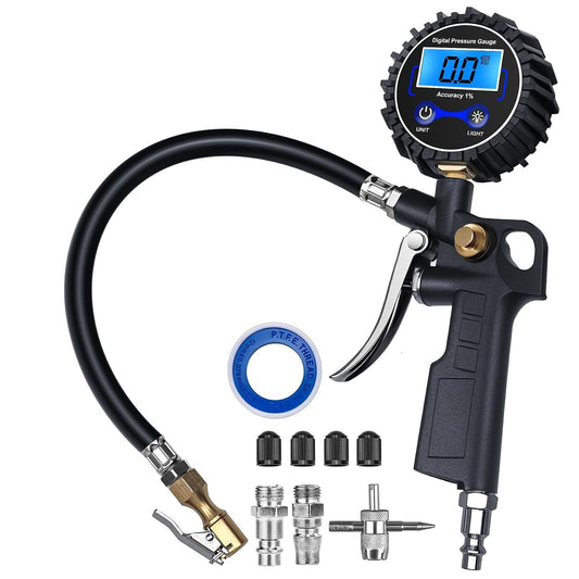 🛠️🚗 High Precision Digital Tire Inflator Pressure Gauge | 3-in-1 Inflate Deflate Check Tire Tool