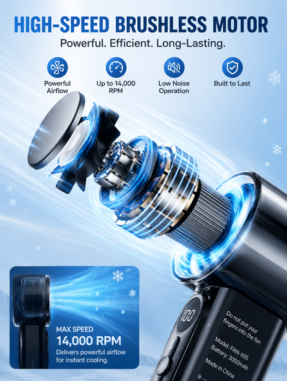 ❄️Bladeless Portable Cooling Fan – 100+ Speeds, Digital Display 🌀