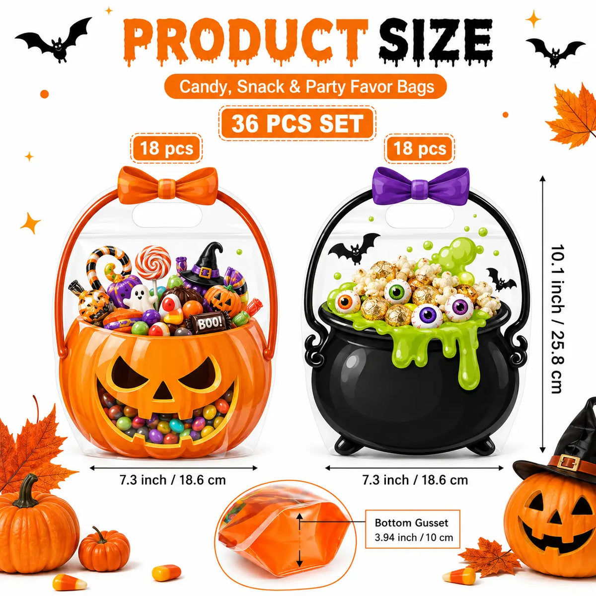 🎃 Halloween Goodie Bags with Handles | Clear Candy & Treat Bags 👻🍬