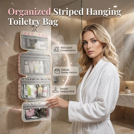 ✨Striped hanging travel toiletry bag