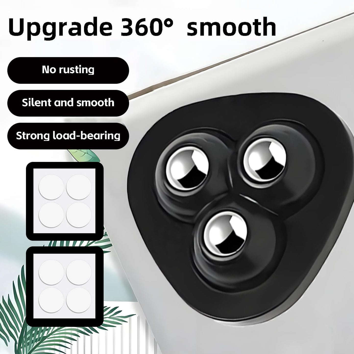 ✨ 8-Pack Self-Adhesive 360° Appliance Rollers | Easy-Move Mini Casters