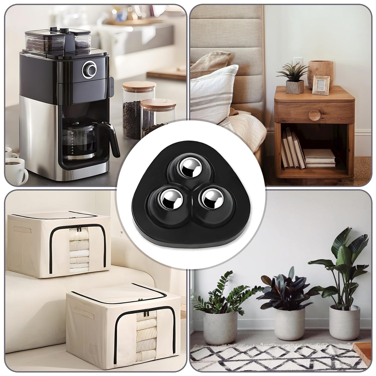✨ 8-Pack Self-Adhesive 360° Appliance Rollers | Easy-Move Mini Casters