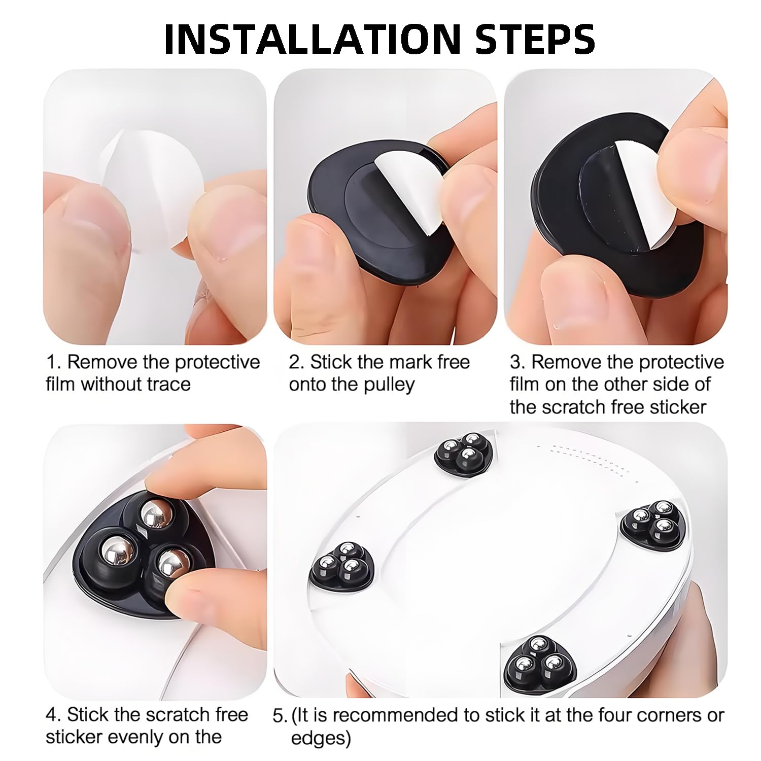 Self adhesive appliance roller installation steps
