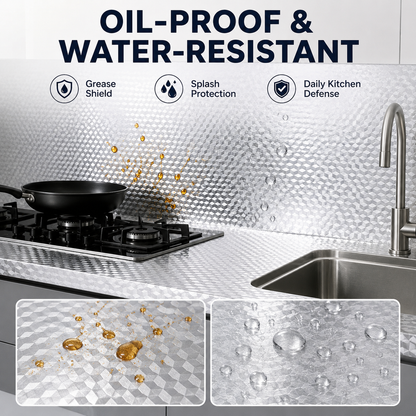 Self-Adhesive Aluminum Foil Kitchen Backsplash Wallpaper