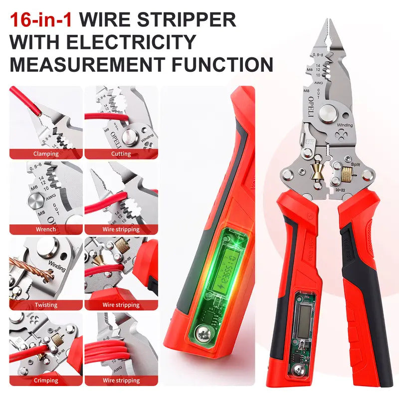 🔧 16-in-1 Wire Stripper – Cut, Strip & Test ⚡