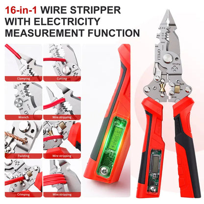 🔧 16-in-1 Wire Stripper – Cut, Strip & Test ⚡