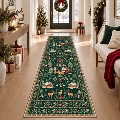 ✨ Christmas Runner Rug – Washable Non-Slip Holiday Floor Mat