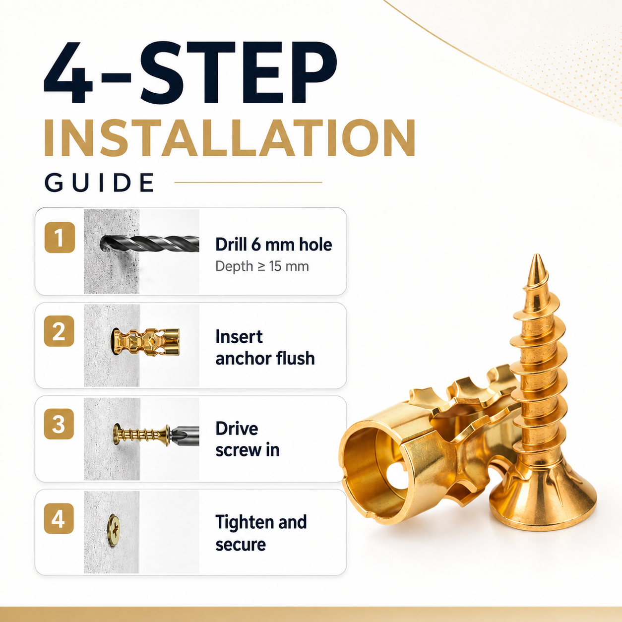 🛠️ Heavy-Duty Metal Wall Anchor & Screw Kit