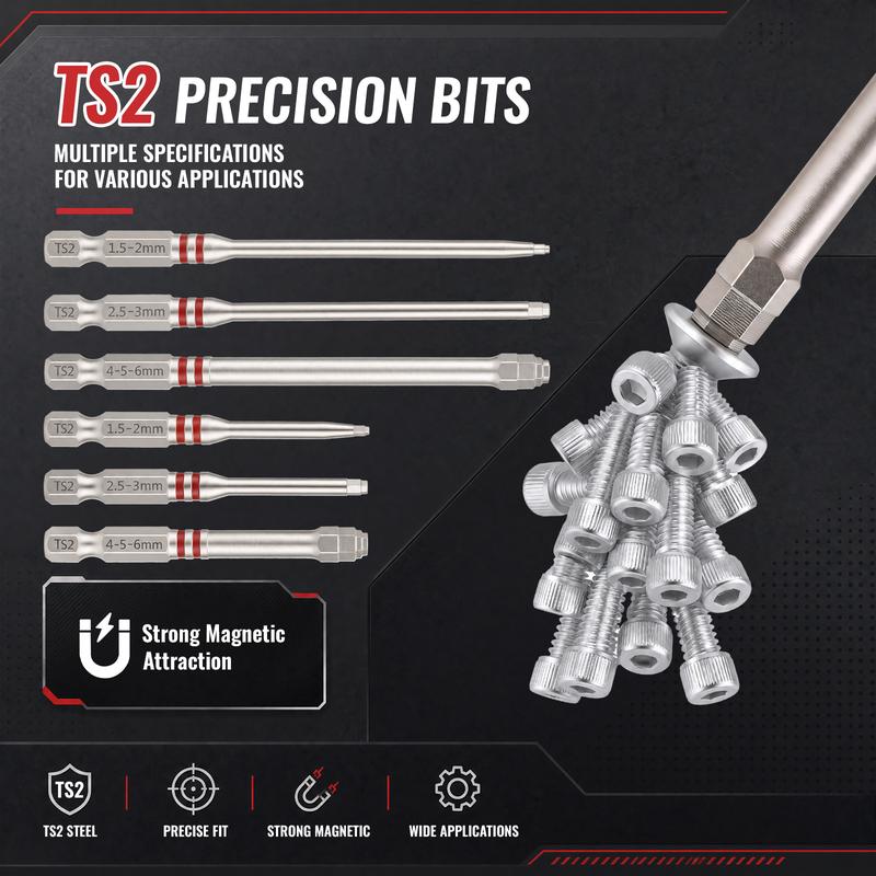 Screwdriver Bits Set 6pcs with Magnetic Hex Shank Pagoda-Shaped Design in Multiple Sizes for Electric Drills and Wrenches