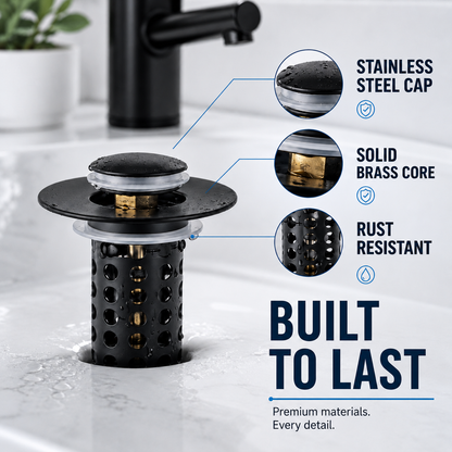 ✨ Pop-Up Bathroom Sink Drain Stopper