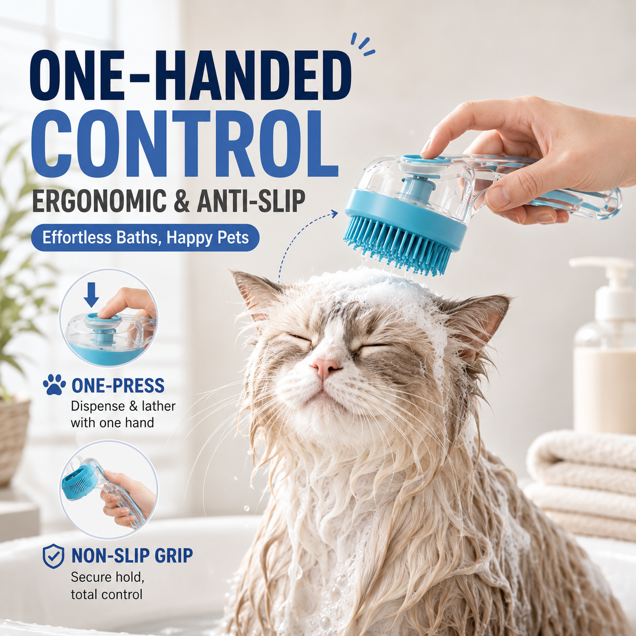 All-in-One Pet Bathing Shower Brush 🐾