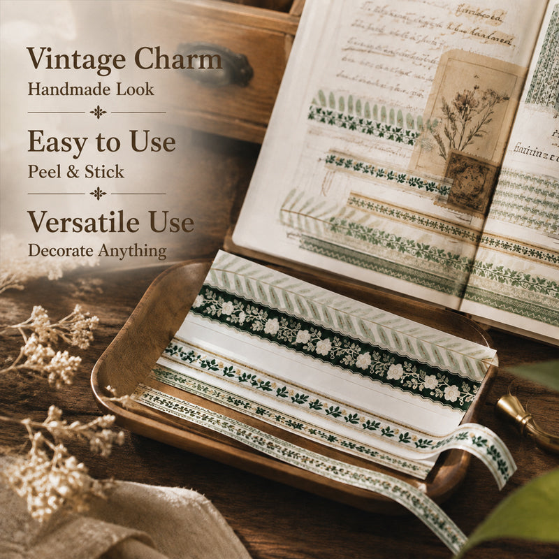 ✂️ Vintage Long-Strip Sticker Pack-Add a soft, timeless touch to your journals & gifts! 📓