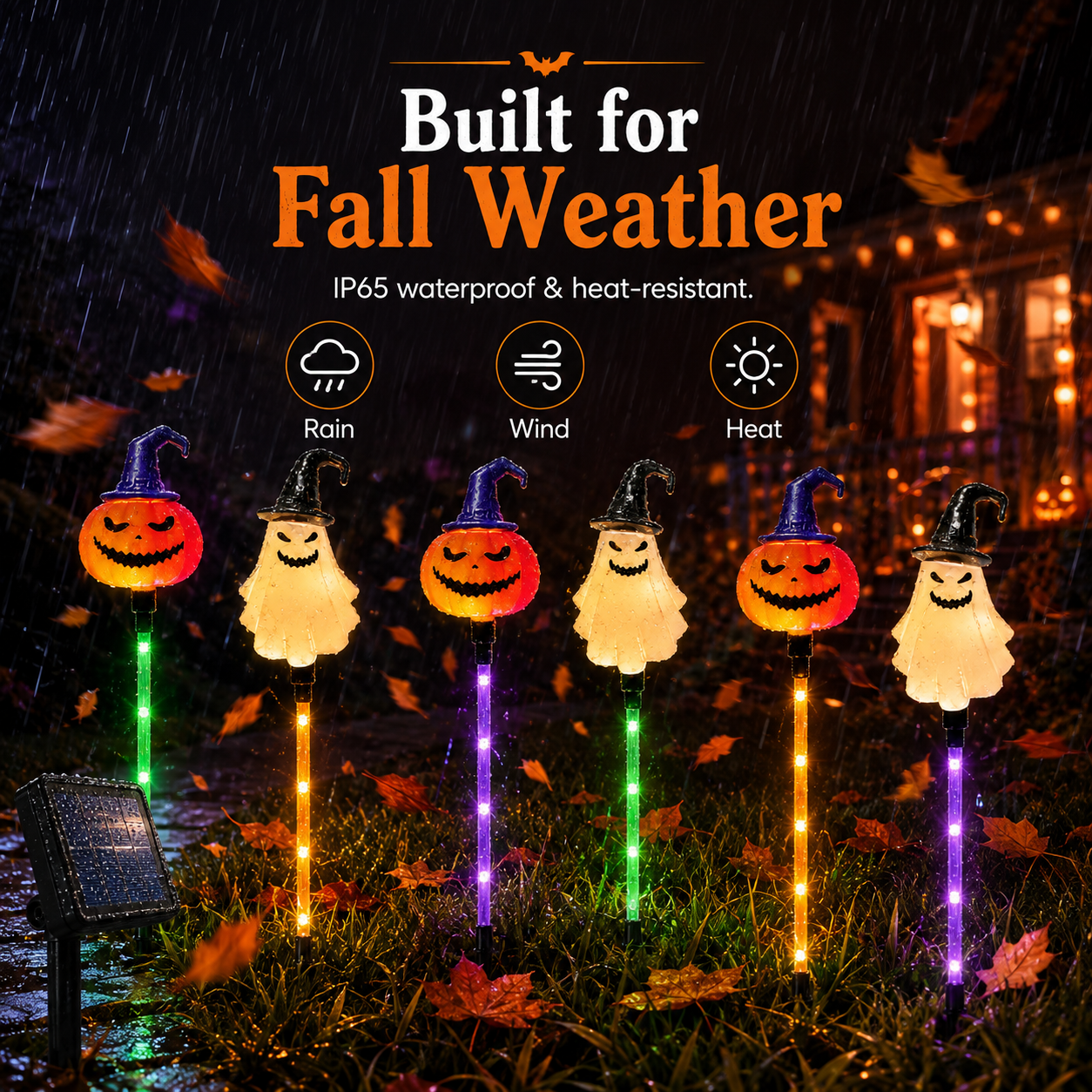 🎃 Solar Halloween Pumpkin & Ghost Pathway Lights (Set of 6)