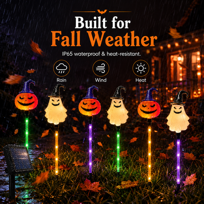 🎃 Solar Halloween Pumpkin & Ghost Pathway Lights (Set of 6)