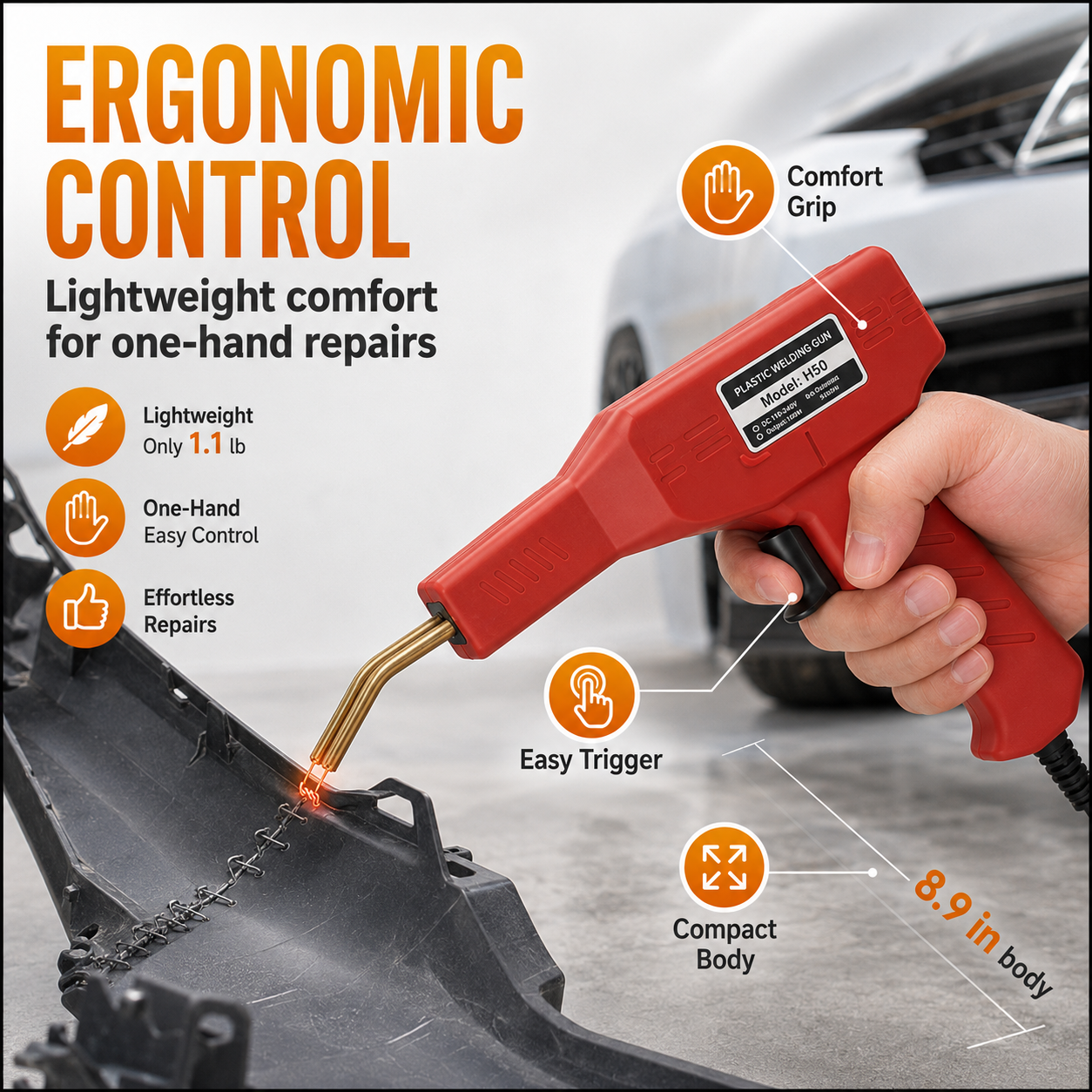 🔧 Handheld Car Plastic Welding Repair Tool (200 Staples Included)
