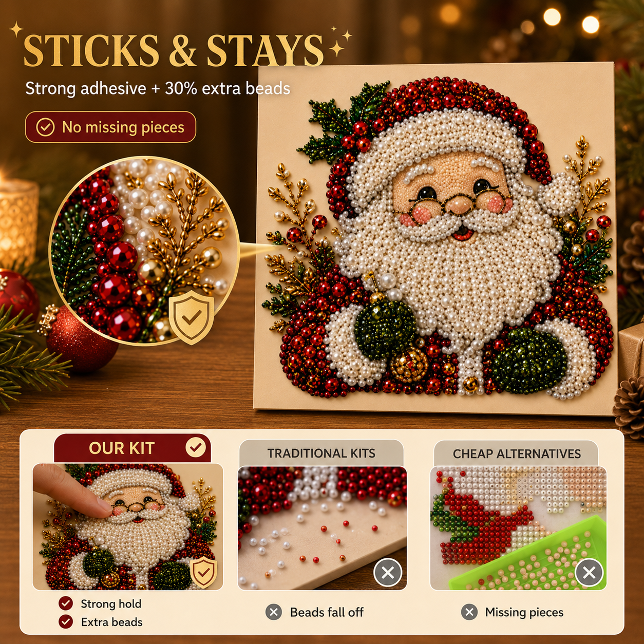 3D Sparkling Pearl &amp; Crystal Santa Claus Art Kit🎅