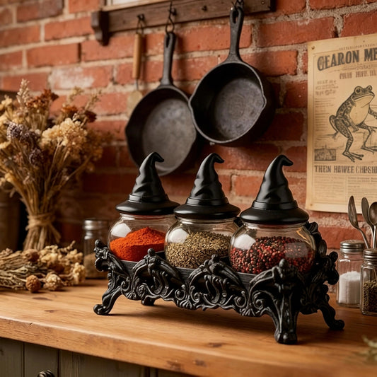 Enchanted Gothic Witch Spice Jar & Herb Container Set 🖤🔮