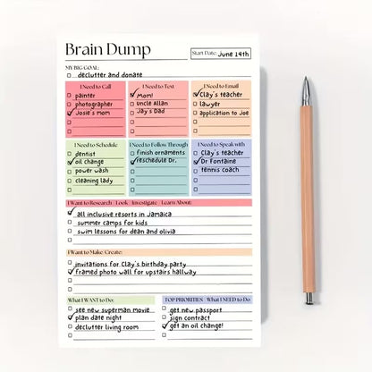 50 Tear-Off Sheets✨ADHD Brain Dump Planner Notepad