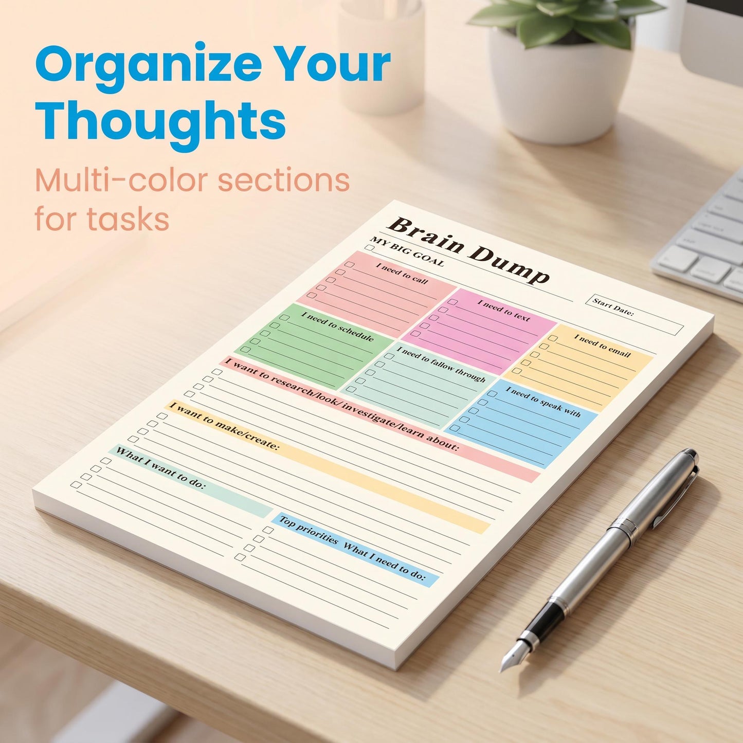50 Tear-Off Sheets✨ADHD Brain Dump Planner Notepad