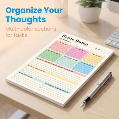 50 Tear-Off Sheets✨ADHD Brain Dump Planner Notepad